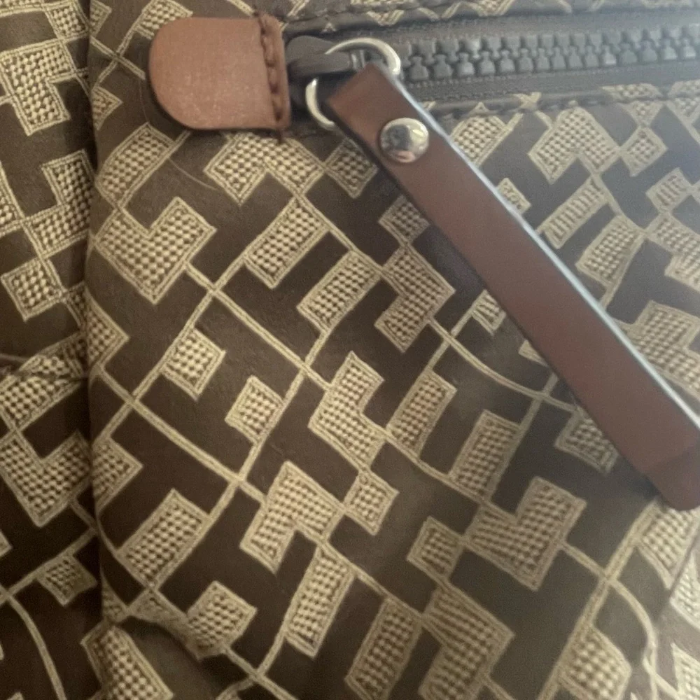 Tommy Hilfiger Tan and Brown Backpack with Signature Monogram